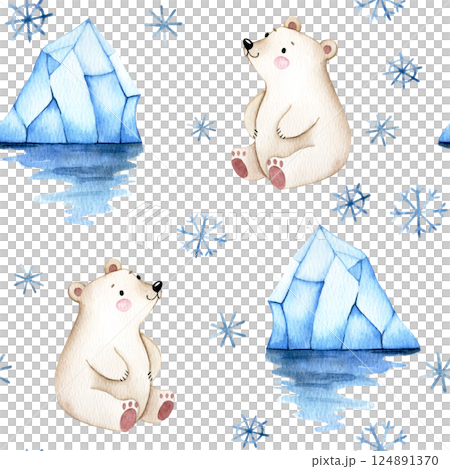 cute seamless pattern with baby polar bears. watercolor print for kids cute seamless pattern with baby polar bears. watercolor print for kids 124891370