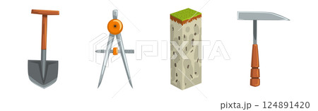 Earth Exploration and Geological Discovery Tool Vector Set 124891420