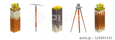 Earth Exploration and Geological Discovery Tool Vector Set 124891422