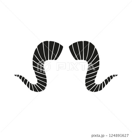 Vector hand drawn sketch doodle goat horns 124891627