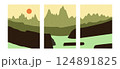 Collection of natural landscape by mountains and sea. Editable vector illustration for a website, invitation, postcard or poster. 124891825