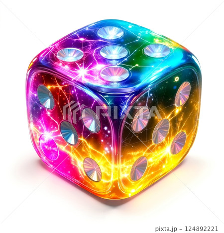 A colorful dice with a lot of diamonds on it 124892221
