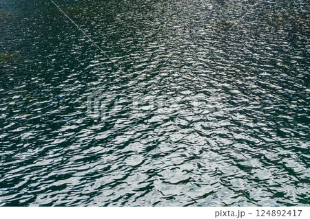crystal clear water in the lake. water surface of drinking water in the reservoir 124892417