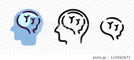 Human head with brain, graphic design. Synergy human intelligence and artificial intelligence, vector design and illustration Human head with brain, graphic design. Synergy human intelligence and artificial intelligence, vector design and illustration 124892671