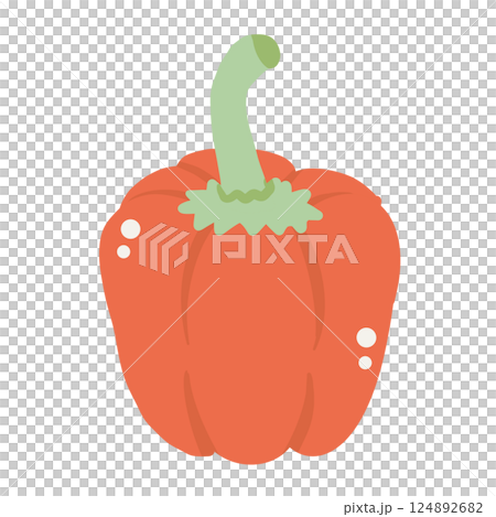 Red bell pepper Illustration of fresh vegetables hand-drawn flat vector elements Organic Food Invitations, gifts, greeting cards, print, textile 124892682