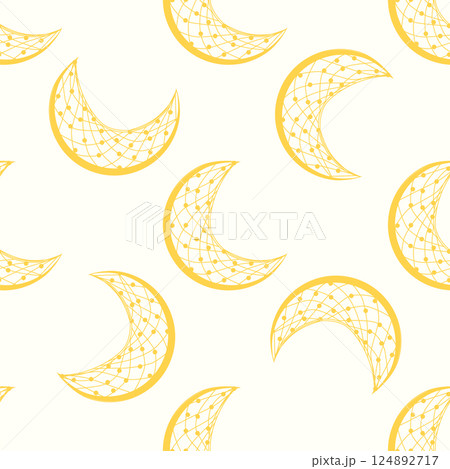 Silhouettes Magic symbols seamless pattern, with magical elements such as snake, eye, tarot cards, hand, skull. Witchcraft theme symbols and elements 124892717