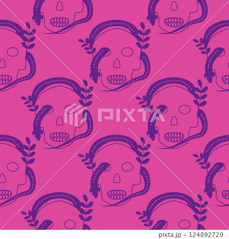 Silhouettes Magic symbols seamless pattern, with magical elements such as snake, eye, tarot cards, hand, skull. Witchcraft theme symbols and elements Silhouettes Magic symbols seamless pattern, with magical elements such as snake, eye, tarot cards, hand, skull. Witchcraft theme symbols and elements 124892729