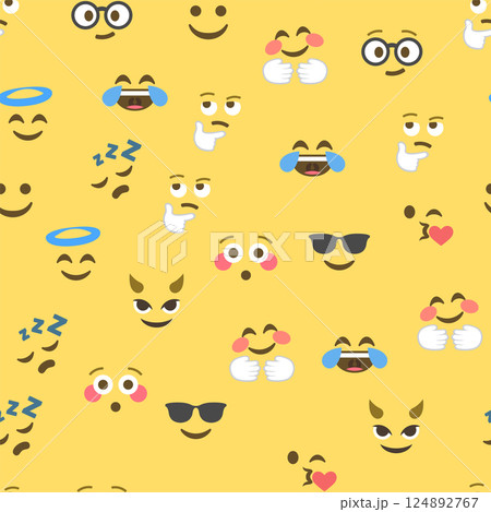 Seamless pattern of emoticons and emoji, emoji vector illustration, emoji background for social network 124892767