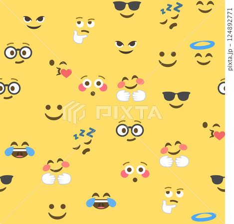 Seamless pattern of emoticons and emoji, emoji vector illustration, emoji background for social network Seamless pattern of emoticons and emoji, emoji vector illustration, emoji background for social network 124892771