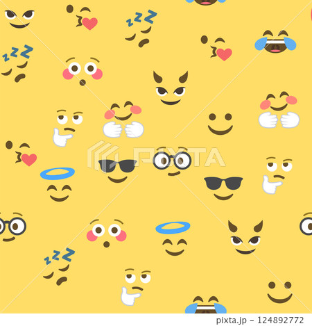 Seamless pattern of emoticons and emoji, emoji vector illustration, emoji background for social network 124892772