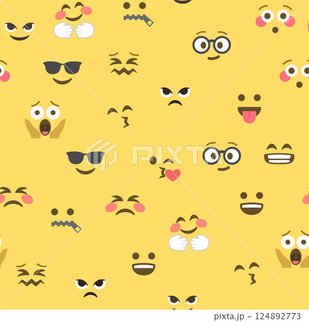 Seamless pattern of emoticons and emoji, emoji vector illustration, emoji background for social network Seamless pattern of emoticons and emoji, emoji vector illustration, emoji background for social network 124892773