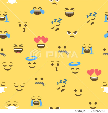 Seamless pattern of emoticons and emoji, emoji vector illustration, emoji background for social network 124892785