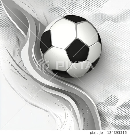 Black and white soccer ball with dynamic wave background design for sports enthusiasts Black and white soccer ball with dynamic wave background design for sports enthusiasts 124893316