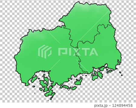 廣島縣區域劃分略顯粗略的地圖 廣島縣區域劃分略顯粗略的地圖 124894458
