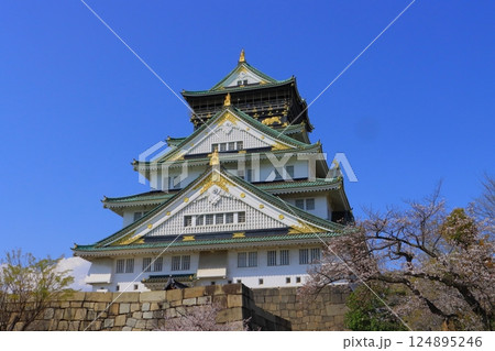 春の大阪城天守閣 124895246