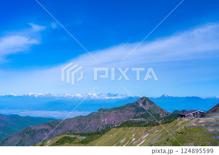【山岳素材】初夏の志賀高原から眺める善光寺平方面【長野県】 【山岳素材】初夏の志賀高原から眺める善光寺平方面【長野県】 124895599