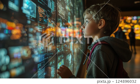 未来技術に夢中な子供の横顔 未来技術に夢中な子供の横顔 124896032