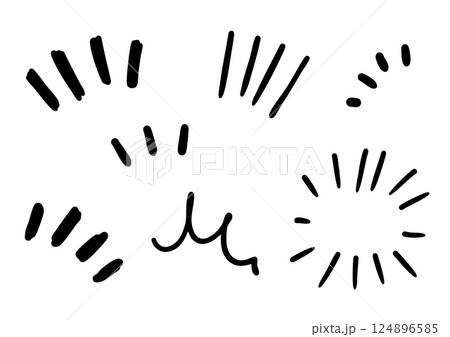 手書きの黒い気づき線 漫符アイコンセット 手書きの黒い気づき線 漫符アイコンセット 124896585