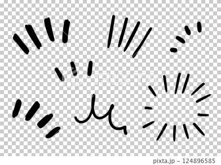 手書きの黒い気づき線 漫符アイコンセット 手書きの黒い気づき線 漫符アイコンセット 124896585