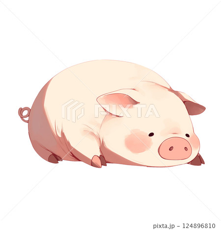 寝ている豚 124896810