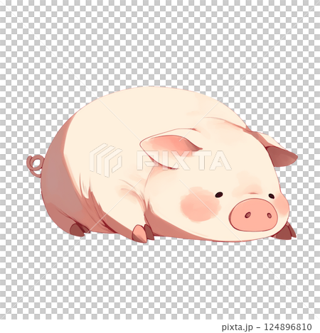 寝ている豚 124896810