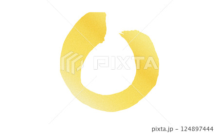 丸　筆文字　円　手書き文字　ゴールド金色イラスト素材　背景白　png 124897444