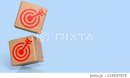 The Wood cube and Blue eye target for Business concept 3d Rendering. The Wood cube and Blue eye target for Business concept 3d Rendering. 124897978
