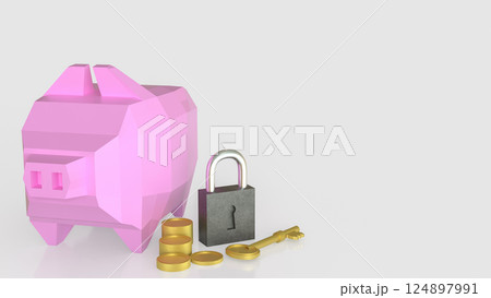 The Master key and Piggy Bank for earn or Saving concept 3d Rendering. The Master key and Piggy Bank for earn or Saving concept 3d Rendering. 124897991