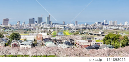 空撮「埼玉県」ドローンで見沼田んぼの桜回廊を撮影 空撮「埼玉県」ドローンで見沼田んぼの桜回廊を撮影 124898023