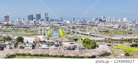 空撮「埼玉県」ドローンで見沼田んぼの桜回廊を撮影 空撮「埼玉県」ドローンで見沼田んぼの桜回廊を撮影 124898027