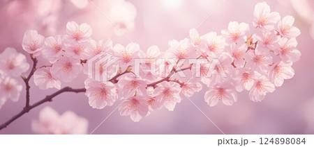 Cherry blossoms in soft pink hues against a dreamy background 124898084