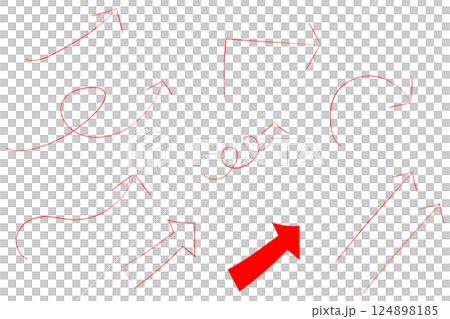 シンプルな手書き赤い矢印のイラスト 124898185