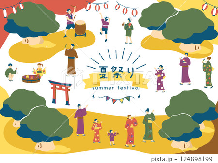 夏祭りを楽しむ人達 124898199
