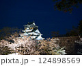 ライトアップされた桜と天守閣 124898569