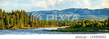 Panorama of the Snake River in Grand Teton National Park in Wyoming, United States 124899092