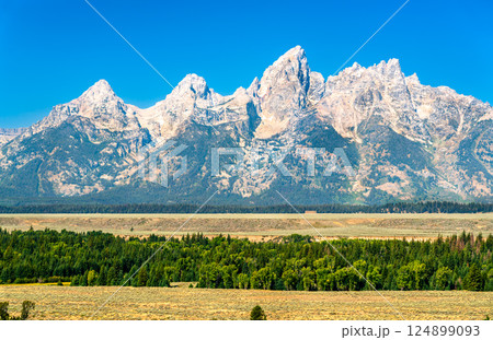 Scenic View of Grand Teton National Park in Wyoming, United States: Majestic Mountains and Untouched Wilderness 124899093
