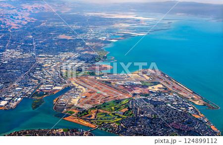 Aerial view of Oakland International Airport in the San Francisco Bay Area, California, United States Aerial view of Oakland International Airport in the San Francisco Bay Area, California, United States 124899112