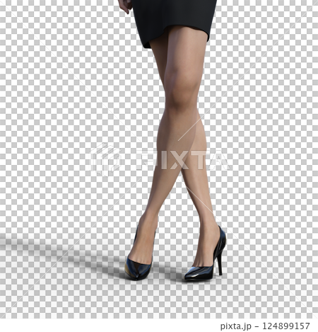 黒いハイヒールを履いた女性　3DCG イラスト素材 124899157
