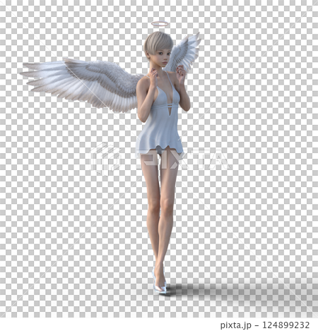 ガラスの靴を履いた可愛い天使 3DCG イラスト素材 ガラスの靴を履いた可愛い天使 3DCG イラスト素材 124899232