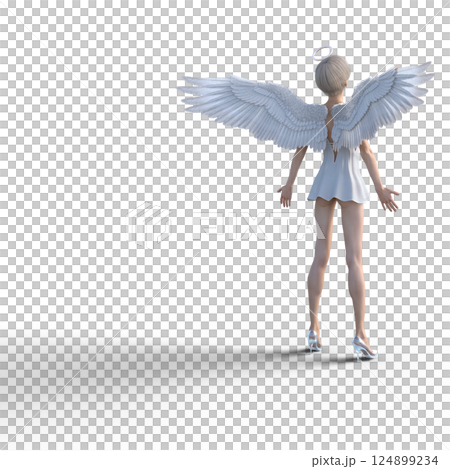 Cute angel wearing glass slippers 3DCG illustration material 124899234