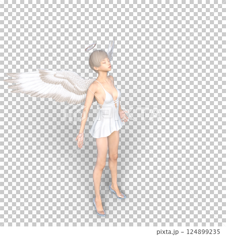 ガラスの靴を履いた可愛い天使　3DCG イラスト素材 124899235