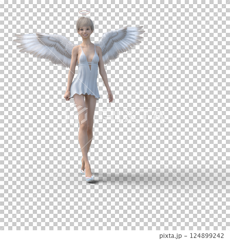 ガラスの靴を履いた可愛い天使　3DCG イラスト素材 124899242