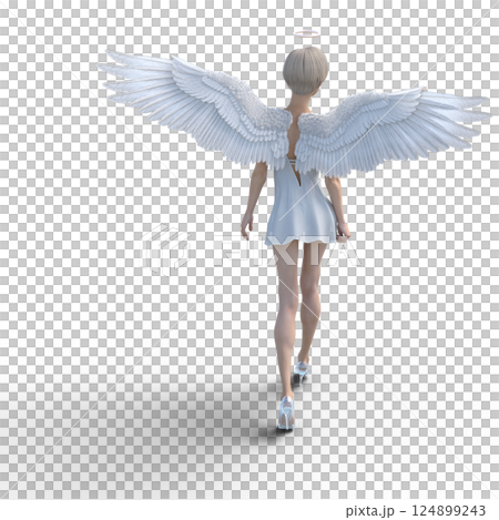 ガラスの靴を履いた可愛い天使　3DCG イラスト素材 124899243