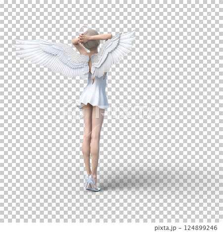 Cute angel wearing glass slippers 3DCG illustration material 124899246