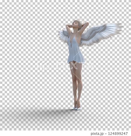 Cute angel wearing glass slippers 3DCG illustration material 124899247