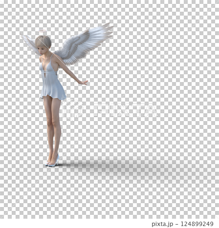 穿著玻璃拖鞋的可愛天使3DCG插畫素材 124899249