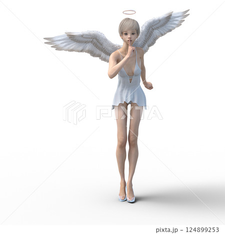 ガラスの靴を履いた可愛い天使 3DCG イラスト素材 ガラスの靴を履いた可愛い天使 3DCG イラスト素材 124899253