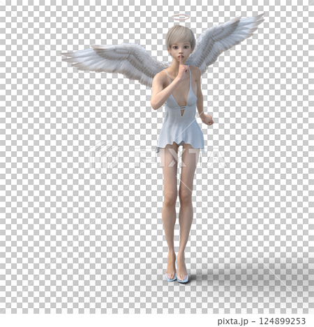 ガラスの靴を履いた可愛い天使 3DCG イラスト素材 ガラスの靴を履いた可愛い天使 3DCG イラスト素材 124899253