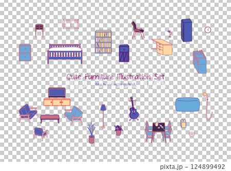シンプルでかわいい家具のベクターイラストセット 124899492