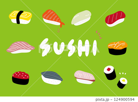 シンプルなお寿司のイラストセット 124900594